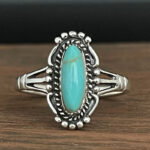 Bohemian-style Horse-eye-shaped Turquoise Ring