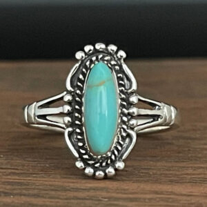 Bohemian-style Horse-eye-shaped Turquoise Ring