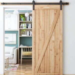 Side Mount Barn Door Hardware Sliding Track Kit, Heavy Duty Silent Roller Wheels, Complete Hardware Set For Single Double Wooden Barn Door, Multiple Length Options