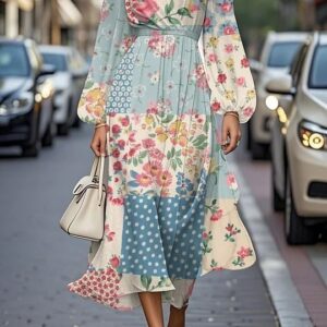 Printed Casual Womens Long Dress