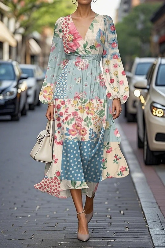 Printed Casual Womens Long Dress