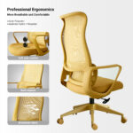Ergonomic Colorful Office Chair 350LBS Home Office Mesh Breathable High Back, With Adjustable Lumbar Support Computer Chair, Integrated Molded Foam Seat Cushion, Fireproof (Yellow)