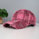 Retro Distressed Multi-color Plaid Baseball Cap With Unique Curved Brim, Stylish And Adjustable Casual Hat
