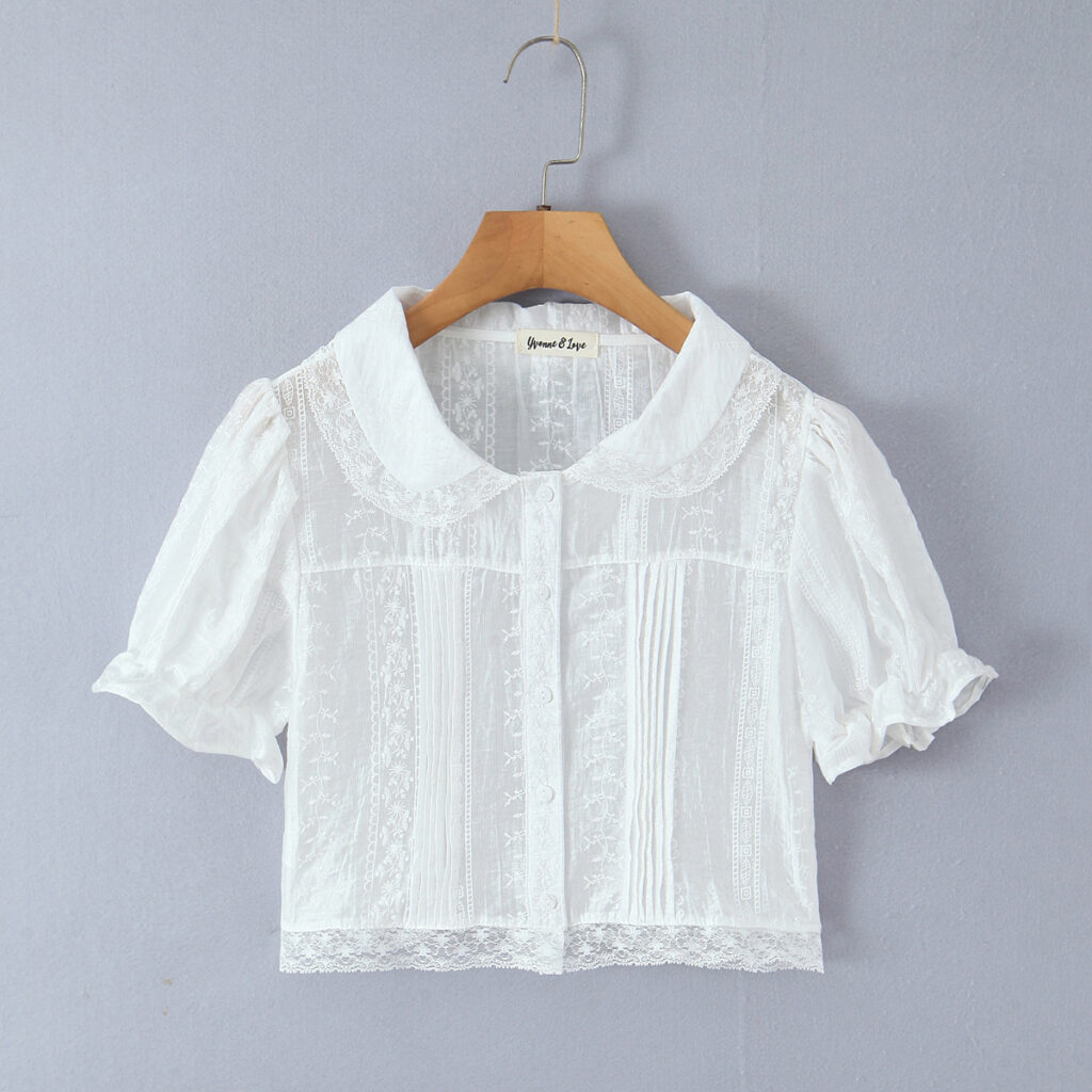 Ruffle-detail Blouse Tiered Lace-panel Shorts Set