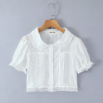 Ruffle-detail Blouse Tiered Lace-panel Shorts Set