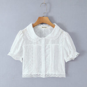 Ruffle-detail Blouse Tiered Lace-panel Shorts Set