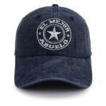 El Mejor Abuelo Washed Navy Baseball Cap, Embroidered Star Vintage Hat
