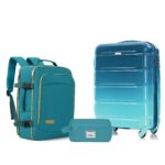 3-Piece Luggage Set - 20in Checked Suitcase with TSA Lock Travel Duffel Bag Wet-Dry Toiletry Bag,blue