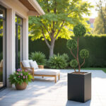4FT Tall Artificial Boxwood Topiary Tree Large Faux Green Plant in Pot for Indoor Outdoor Patio Porch Garden Decoration, 1pc/set