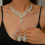 Cross-Border Foreign Trade Retro Jewelry Exaggerated Necklace Set Luxury Crystal Jewelry Banquet Dress Accessories Factory Direct Supply