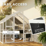 Wooden Catio Outdoor Cat Enclosure With Waterproof Cover, 2 Condos, 6 Platforms, Bridge, Doors, White