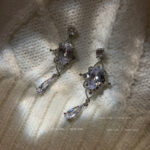 Large Fringe Stud Earrings Female S925 Silver Post Cubic Zirconia Tassel Statement Jewelry