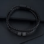Woven Leather Bracelet For Men With A Magnetic Clasp And A Minimalist Design