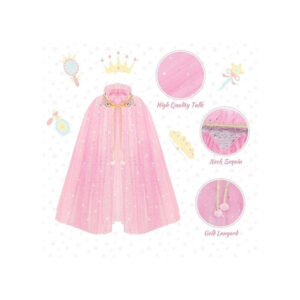 3-Piece Pink Princess Costumes – Pink Party Outfits With Crowns And Capes For Festive Occasions – Party Accessory Set