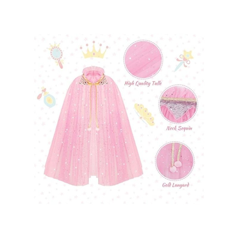 3-Piece Pink Princess Costumes - Pink Party Outfits With Crowns And Capes For Festive Occasions - Party Accessory Set