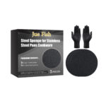 Jue Fish Stainless Steel Pot Cleaning Sponge, For Cleaning Pots And Removing Burnt Marks, Maintenance Type, With Gloves, Scratch-Resistant, Easy To Clean