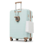 4-Piece Luggage Set with USB Charging Ports - 20in Carry-On (Front-Opening for Laptop) 28in Checked Suitcase with TSA Lock Travel Duffel Bag Wet-Dry Toiletry Bag, grey green