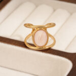 French Vintage 18K Gold Plated Open Stainless Steel Ring, Luxury Minimalist Titanium Steel Finger Jewelry For Women Wholesale