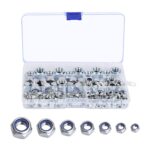 Pack Of 202 Locking Nuts, Assorted Self-Locking Nut Set, Hex Nuts, Stainless Steel Locking Nuts, Stop Nuts, Clamping Nuts, Hex Screw Nuts, Sizes M3, M4, M5, M6, M8, M10, M12, T151