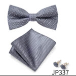 Mens Striped Jacquard Bow Tie Set