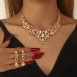 Cross-Border Foreign Trade Retro Jewelry Exaggerated Necklace Set Luxury Crystal Jewelry Banquet Dress Accessories Factory Direct Supply
