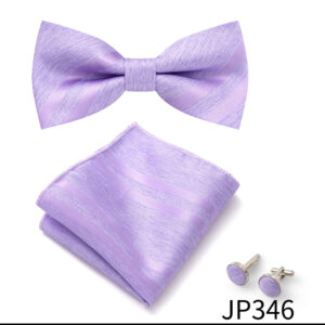 Mens Striped Jacquard Bow Tie Set