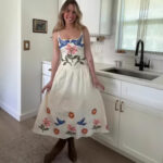 Womens Strapless Printed Waist-Cinching Dress