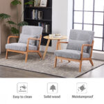 Mid-Century Modern Accent Chair, Arm Chair Living Room Chairs with Pillow Upholstered Reading Chair with Solid Wood Frame & Living Room Bedroom Balcony (Antique Dark Grey)