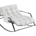 Rocking Chair with Extra-Wide Technical leather Upholstered Gliding Chair Boucle Reclining Chair, Modern Accent Chair for Living Room Nursery Bedroom -white