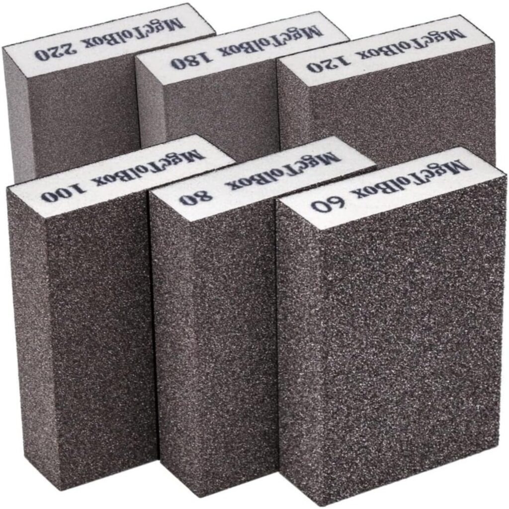 6-Piece Set Of Assorted Sanding Sponges For Wood; Reusable Sanding Block; 60/80/100/120/180/220 Grit Sanding Sponge Block For Polishing Wood, Drywall, Metal, Glass, And Various Materials