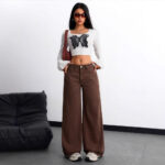 Floor-length Flared Straight-leg Denim Jeans For Women