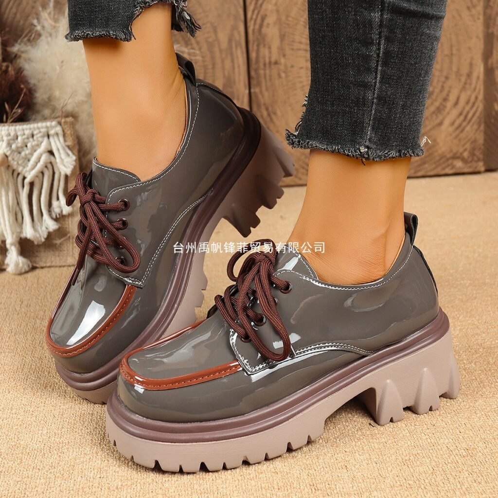 Height-increasing Large-size Lace-up Vintage Round-toe Shoes
