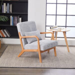 Mid-Century Modern Accent Chair, Arm Chair Living Room Chairs with Pillow Upholstered Reading Chair with Solid Wood Frame & Living Room Bedroom Balcony (Antique Dark Grey)