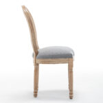 Farmhouse Solid Wood Frame Dining Chairs with Cushioned Linen Seat & Woven Rattan Backrest for Kitchen, Dining Room, Living Room, Grey, Set of 2