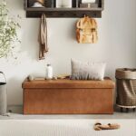 Tufted Faux Leather Storage Bench Folding Footrest Ottoman With 400lbs Weight Capacity, Large Blanket Toy Storage Organizer Chest For Bedroom