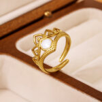 European And American Style 18K Real Gold Electroplated Color-Preserving Jewelry Ring, Light Luxury Texture, High-End Feel, Stainless Steel Jewelry Ring