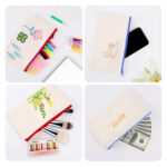DIY Empty Pencil Case Set - 5 Pencil Cases, Paintbrushes, Palette For Creative Projects - Desk Labels
