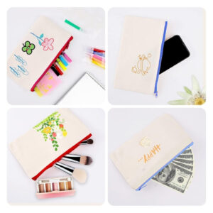 DIY Empty Pencil Case Set - 5 Pencil Cases, Paintbrushes, Palette For Creative Projects - Desk Labels