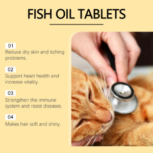 Cat 3 Fish Oil Tablets, Multivitamin Skin & Coat Supplement For Cats, Support Immune, Heart & Bone Health, 60 Chewable Tablets