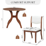 Walnut Dining Table Set:39.4" Round Table + 2 Chairs - Traditional Solid Wood Kitchen Set with Inlaid Tabletop, Elegant Curved Legs for Dining Room