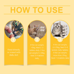 Cat 3 Fish Oil Tablets, Multivitamin Skin & Coat Supplement For Cats, Support Immune, Heart & Bone Health, 60 Chewable Tablets