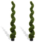 6FT Spiral Topiary Trees Artificial Outdoor Faux Boxwood Plants Large Twisted Green Potted Trees for Garden Front Porch Patio Planter Decoration, 2pcs/set