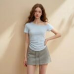Off-Shoulder Short-Sleeve T-Shirt Womens Cropped Top
