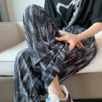 Tie-dye Slim-fit Wide-leg Floor-length Pants For Women