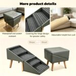 2-in-1 Dog Stairs for Bed and Couch 19.69" Foldable Dog Ramp for Couch 4 Pet Steps & Ottoman for Small Dogs, Grey