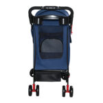 Foldable Pet Stroller for Small Dogs and Cats Under 28 lbs with Multi-Functional Tray, 2 Safety Leashes, Storage Basket & Breathable Mesh, 4 Wheels Pet Stroller, Blue