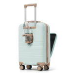 4-Piece Luggage Set with USB Charging Ports - 20in Carry-On (Front-Opening for Laptop) 28in Checked Suitcase with TSA Lock Travel Duffel Bag Wet-Dry Toiletry Bag, grey green