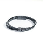 Woven Leather Bracelet For Men With A Magnetic Clasp And A Minimalist Design