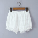 Ruffle-detail Blouse Tiered Lace-panel Shorts Set