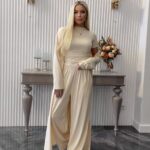 Womens Crew-neck Long-sleeve Top And Wide-leg Pants Set